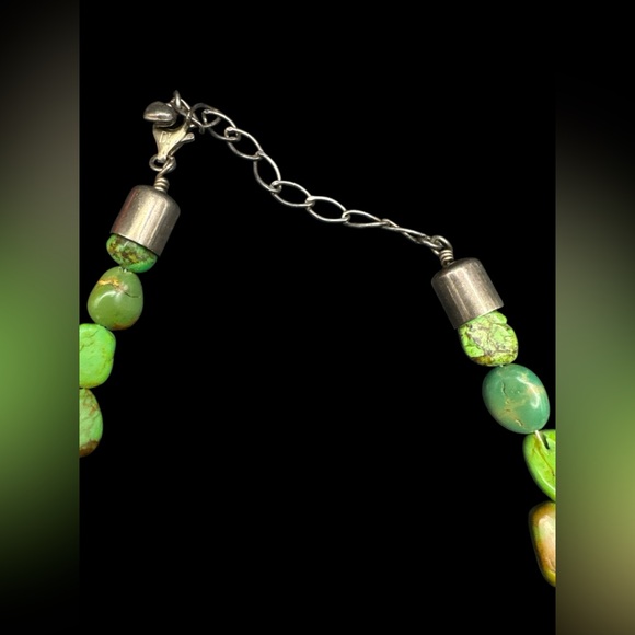 Vintage Desert Rose Jay King Green Royston Turquoise Chunky Necklace 21” - Picture 4 of 5